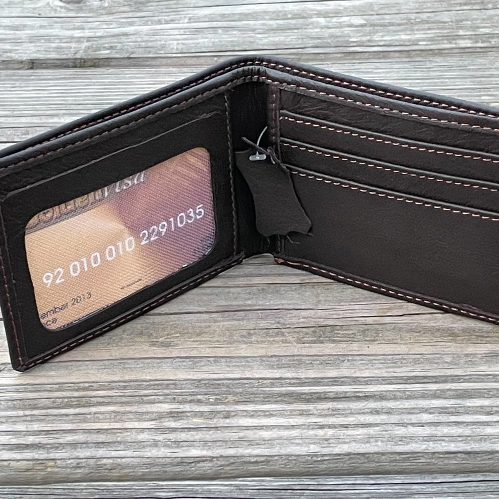 Men Card Holder Slim Wallet Brown Genuine Leather